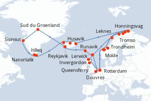 Itinéraire croisière Holland America Line au départ de Rotterdam