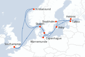 Itinéraire croisière Princess Cruises au départ de Southampton