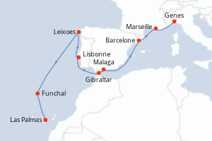 Itinéraire croisière MSC Croisières au départ de Genes