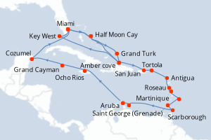Itinéraire croisière Holland America Line au départ de Miami