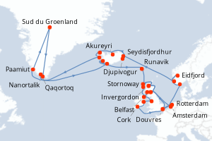 Itinéraire croisière Holland America Line au départ de Rotterdam