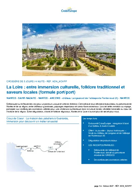 Couverture : La Loire, folklore et saveurs, 5 jours