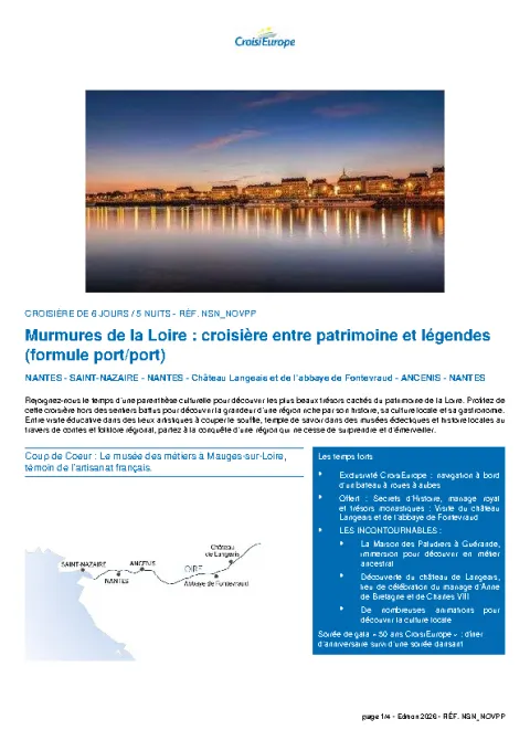 Couverture : Murmures de la Loire, 6 jours