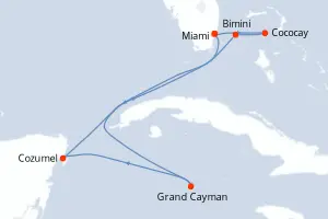 Carte de l’itinéraire de l’Independence of the Seas · 8 jours / 7 nuits, Caraïbes