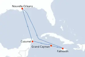 Carte de l’itinéraire du Mariner of the Seas · 8 jours / 7 nuits, Caraïbes