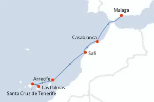 Carte de l’itinéraire du Star Clipper · 8 jours / 7 nuits, Canaries