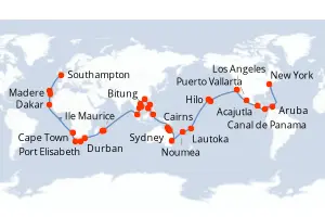 Carte de l’itinéraire du Queen Victoria · 101 jours / 100 nuits, Asie du Sud-Est