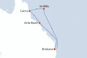 Carte de l’itinéraire du Quantum of the Seas · 7 jours / 6 nuits, Australie & Nouvelle-Zélande