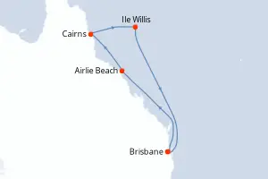 Carte de l’itinéraire du Quantum of the Seas · 8 jours / 7 nuits, Australie & Nouvelle-Zélande