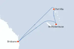 Carte de l’itinéraire du Quantum of the Seas · 9 jours / 8 nuits, Pacifique Sud / Polynésie