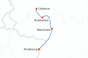 Carte de l’itinéraire du Leonard de Vinci · 5 jours / 4 nuits, Rhin · Main · Moselle