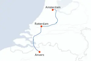Carte de l’itinéraire du MS Europe · 5 jours / 4 nuits, Fluviale