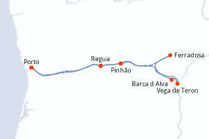 Carte de l’itinéraire du Fernao de Magalhaes · 8 jours / 7 nuits, Douro