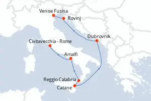 Carte de l’itinéraire du Seven Seas Grandeur · 8 jours / 7 nuits, Méditerranée occidentale