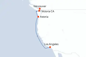 Carte de l’itinéraire du Discovery Princess · 6 jours / 5 nuits, Amérique du Nord