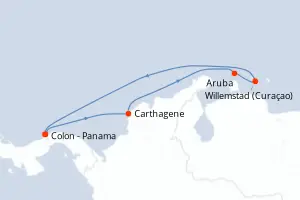 Carte de l’itinéraire du Grandeur of the Seas · 8 jours / 7 nuits, Caraïbes méridionales