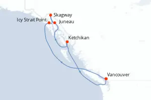 Carte de l’itinéraire du Celebrity Summit · 8 jours / 7 nuits, Alaska