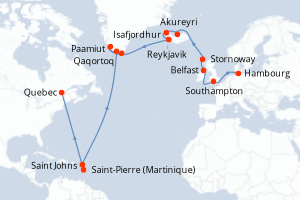 Itinéraire : Europe du Nord & Atlantique NE