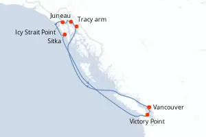 Carte de l’itinéraire du Serenade of the Seas · 8 jours / 7 nuits, Amérique du Nord