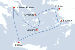 Carte de l’itinéraire du Rhapsody of the Seas · 8 jours / 7 nuits, Méditerranée orientale