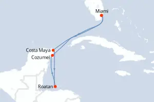 Carte de l’itinéraire de l’Icon of the Seas · 8 jours / 7 nuits, Caraïbes occidentales