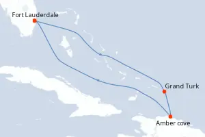 Carte de l’itinéraire de l’Emerald Princess · 6 jours / 5 nuits, Caraïbes