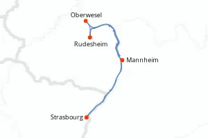 Carte de l’itinéraire du Leonard de Vinci · 4 jours / 3 nuits, Rhin · Main · Moselle