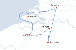 Carte de l’itinéraire du MS Lafayette · 7 jours / 6 nuits, Fluviale