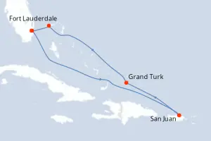 Carte de l’itinéraire du Sun Princess · 8 jours / 7 nuits, Bahamas