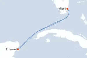 Carte de l’itinéraire du Rhapsody of the Seas · 5 jours / 4 nuits, Caraïbes occidentales