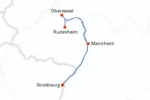 Carte de l’itinéraire du Beethoven · 5 jours / 4 nuits, Rhin · Main · Moselle