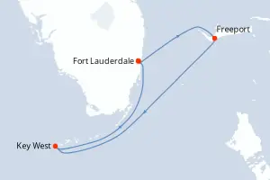 Carte de l’itinéraire du Brilliance of the Seas · 4 jours / 3 nuits, Bahamas