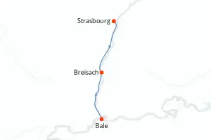 Carte de l’itinéraire du Modigliani · 4 jours / 3 nuits, Rhin · Main · Moselle