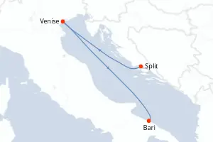 Carte de l’itinéraire du MSC Lirica · 3 jours / 2 nuits, Méditerranée occidentale
