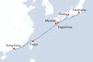 Carte de l’itinéraire du Spectrum Of The Seas · 9 jours / 8 nuits, Extrême-Orient