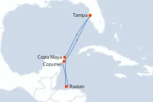 Carte de l’itinéraire du Serenade of the Seas · 8 jours / 7 nuits, Caraïbes occidentales