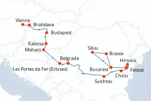 Carte de l’itinéraire de l’Amadeus Nova · 15 jours / 14 nuits, Danube