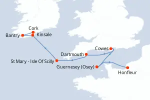 Carte de l’itinéraire de l’Austral · 8 jours / 7 nuits, Îles britanniques & Irlande