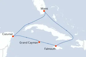 Carte de l’itinéraire de l’Independence of the Seas · 7 jours / 6 nuits, Caraïbes occidentales