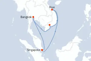 Carte de l’itinéraire du Quantum of the Seas · 11 jours / 10 nuits, Asie du Sud-Est
