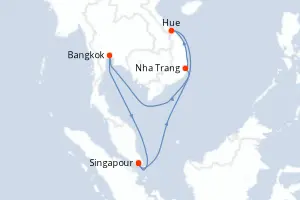 Carte de l’itinéraire du Quantum of the Seas · 11 jours / 10 nuits, Asie du Sud-Est