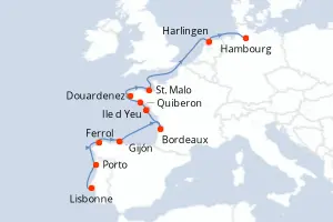 Carte de l’itinéraire du MS Fridtjof Nansen · 13 jours / 12 nuits, Îles de l'Atlantique