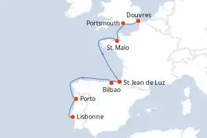 Carte de l’itinéraire du Seabourn Quest · 9 jours / 8 nuits, Îles britanniques & Irlande