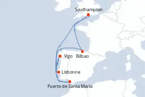 Carte de l’itinéraire du Freedom of the Seas · 9 jours / 8 nuits, Méditerranée occidentale