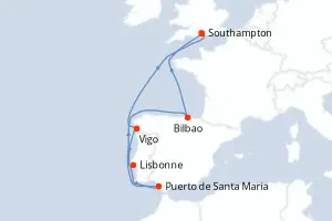 Carte de l’itinéraire du Freedom of the Seas · 9 jours / 8 nuits, Méditerranée occidentale