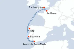 Carte de l’itinéraire du Freedom of the Seas · 9 jours / 8 nuits, Méditerranée occidentale