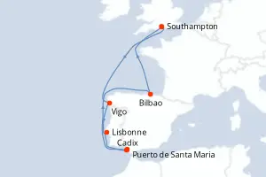 Carte de l’itinéraire du Freedom of the Seas · 10 jours / 9 nuits, Méditerranée occidentale