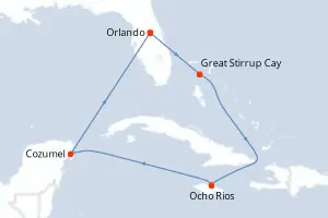 Carte de l’itinéraire du Norwegian Epic · 8 jours / 7 nuits, Bahamas