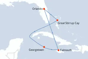 Carte de l’itinéraire du Norwegian Epic · 8 jours / 7 nuits, Bahamas