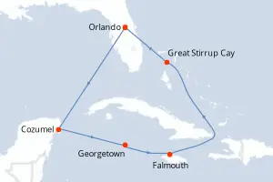 Carte de l’itinéraire du Norwegian Epic · 8 jours / 7 nuits, Bahamas